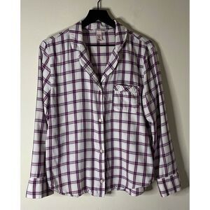 Victoria’s Secret Pink Plaid Button Down Pajama Top Size S